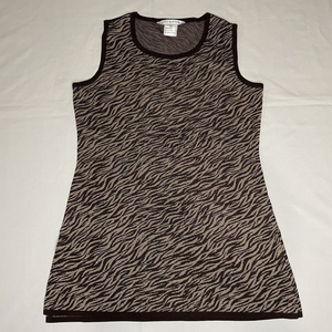 EXCLUSIVELY MISOOK Tiger Print Striped Stretch Knit Tunic Tank Top Size XS Brown